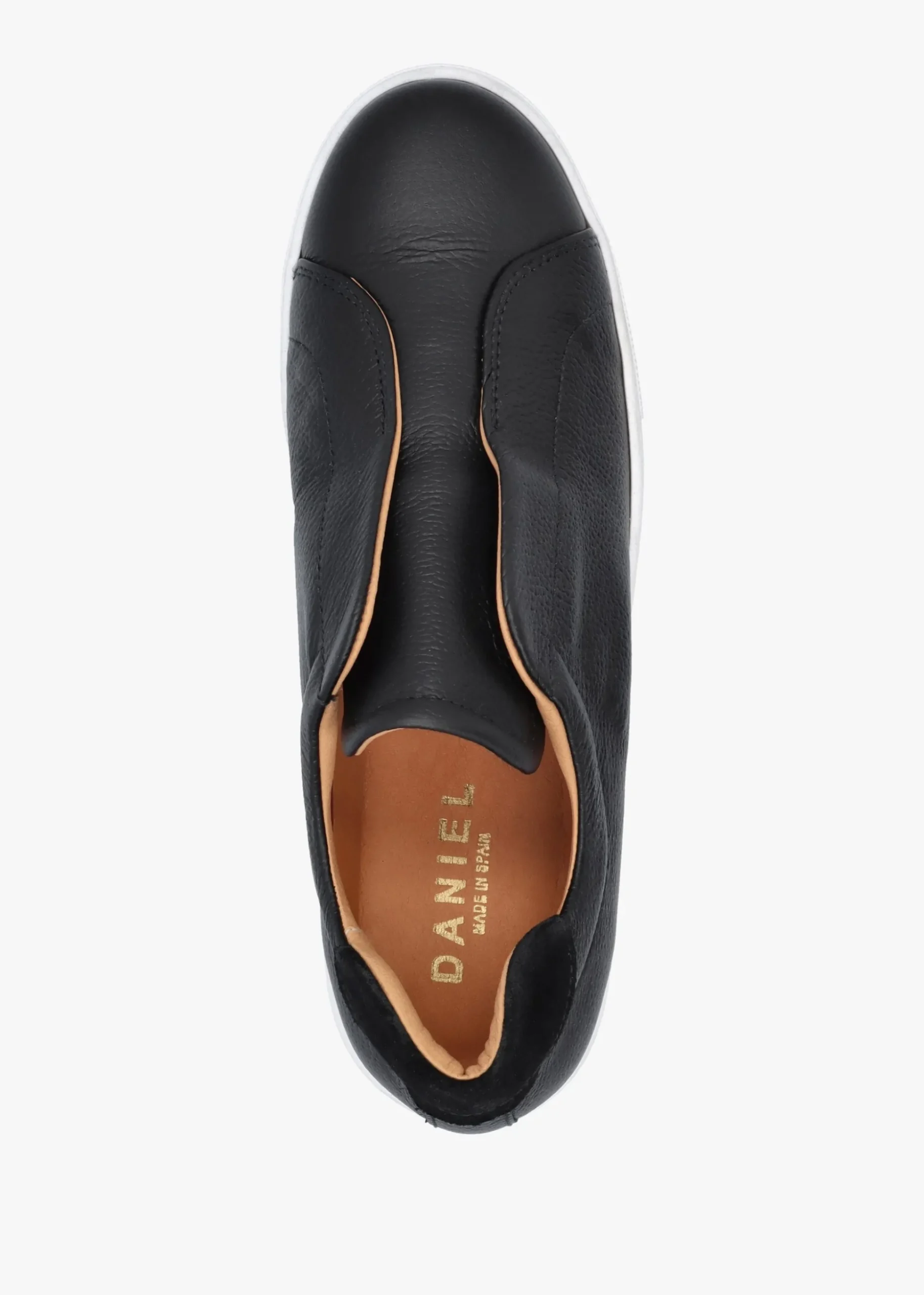 Tred Black Tumbled Leather Laceless Flatform Trainers