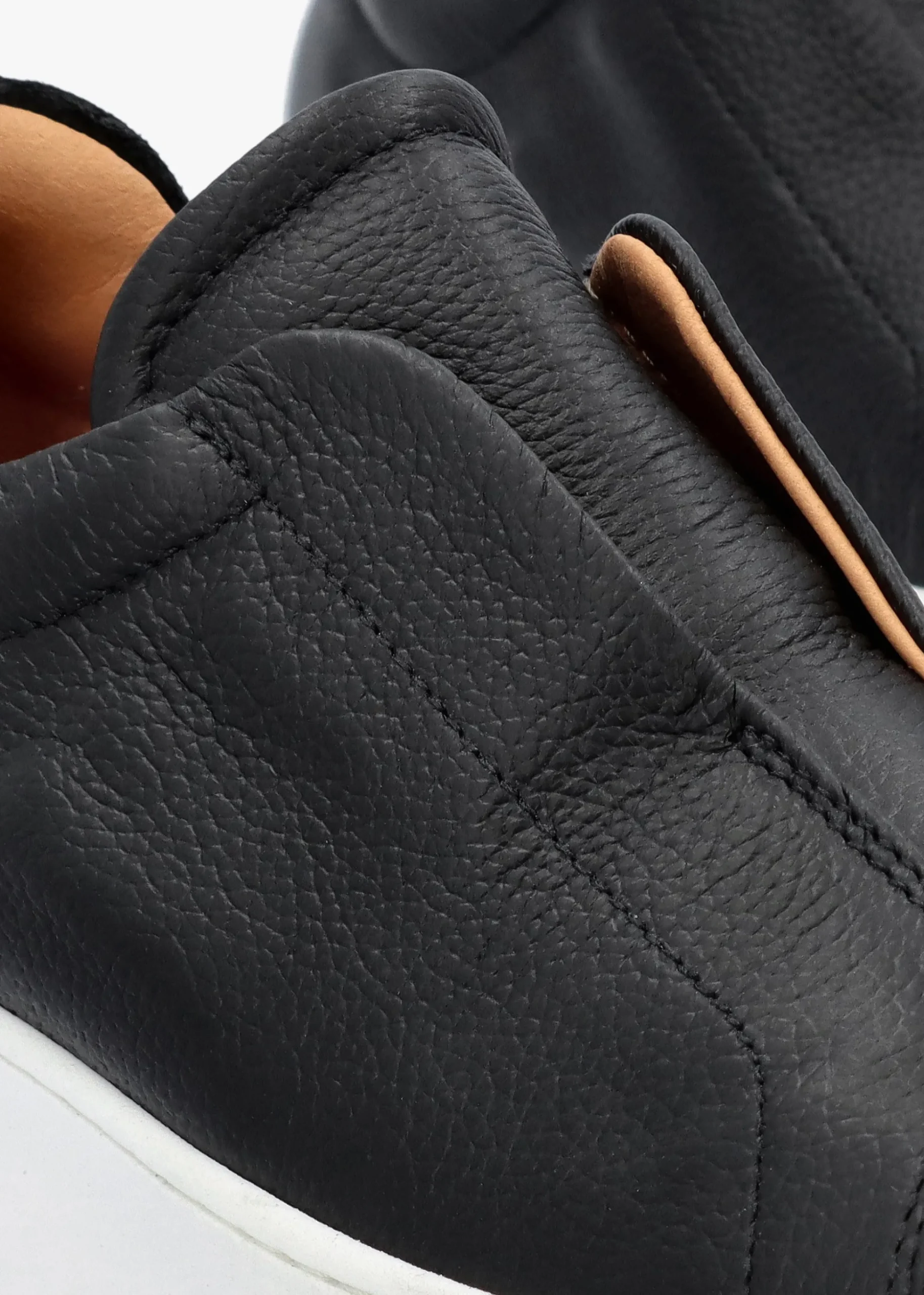 Tred Black Tumbled Leather Laceless Flatform Trainers