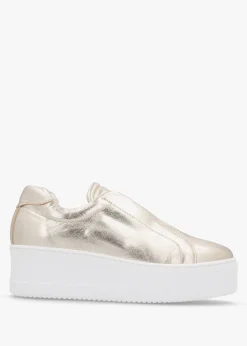 Tred Gold Leather Laceless Flatform Trainers