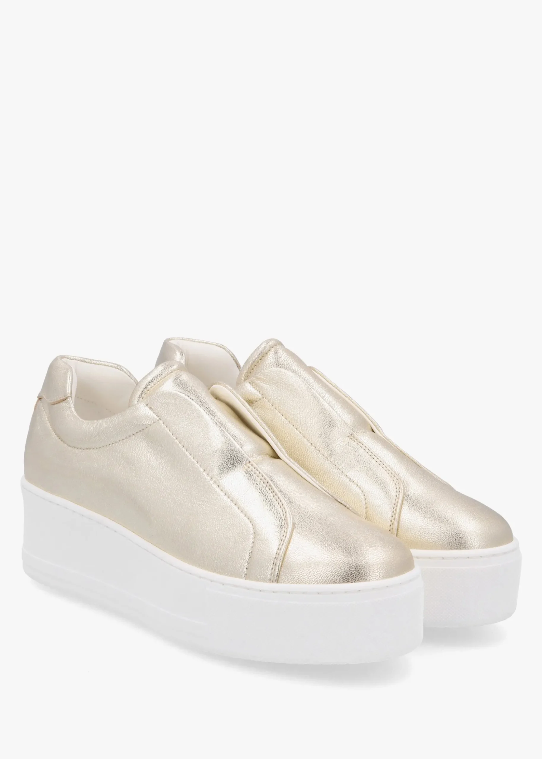 Tred Gold Leather Laceless Flatform Trainers