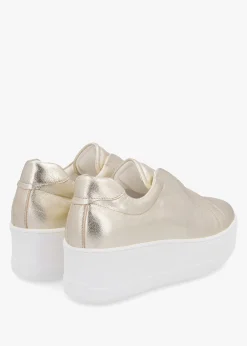 Tred Gold Leather Laceless Flatform Trainers