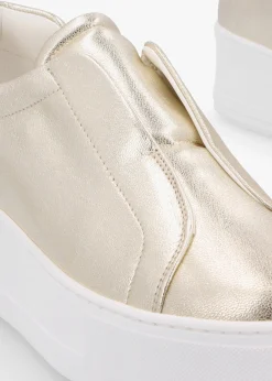 Tred Gold Leather Laceless Flatform Trainers