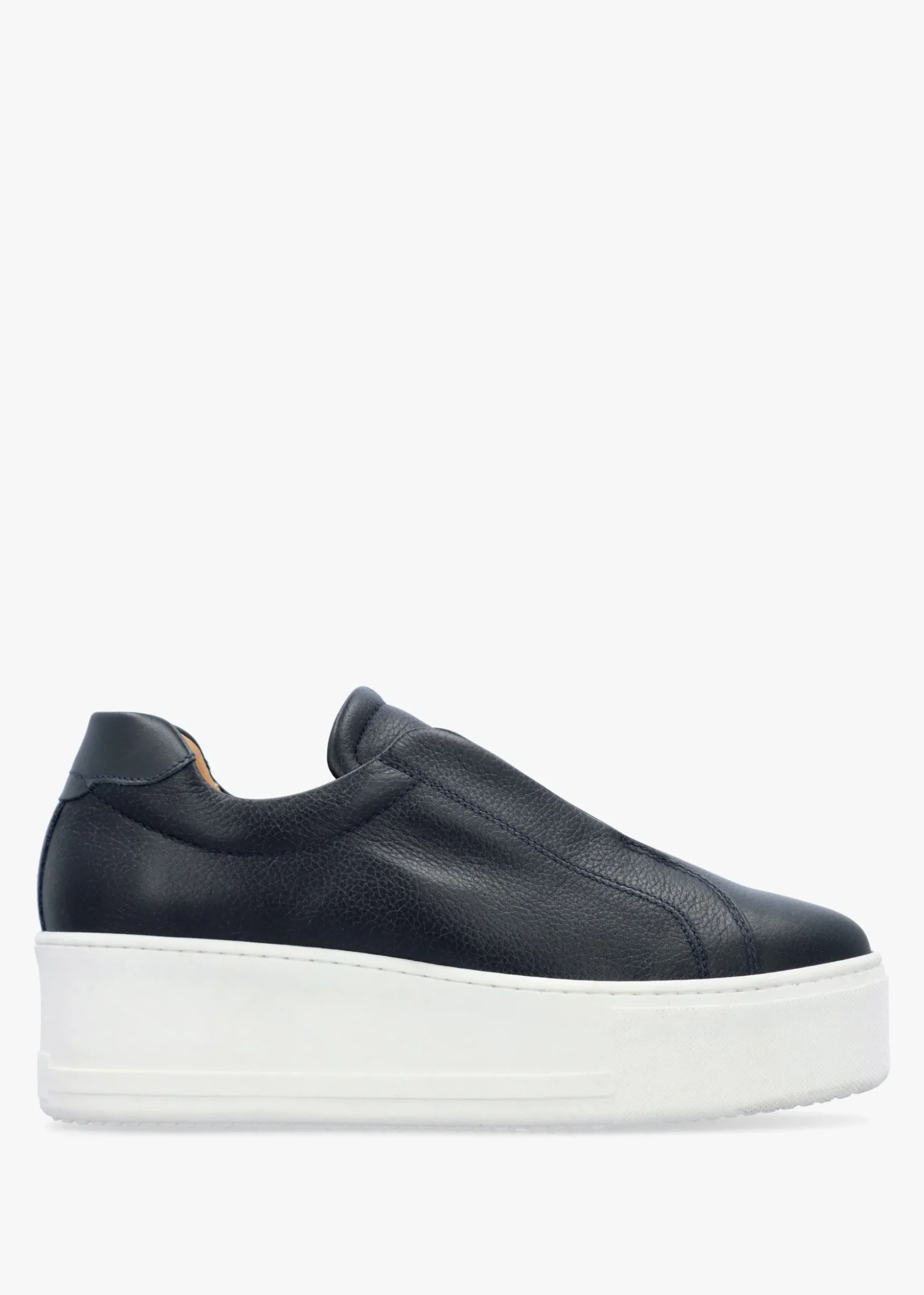 Tred Navy Leather Laceless Flatform Trainers