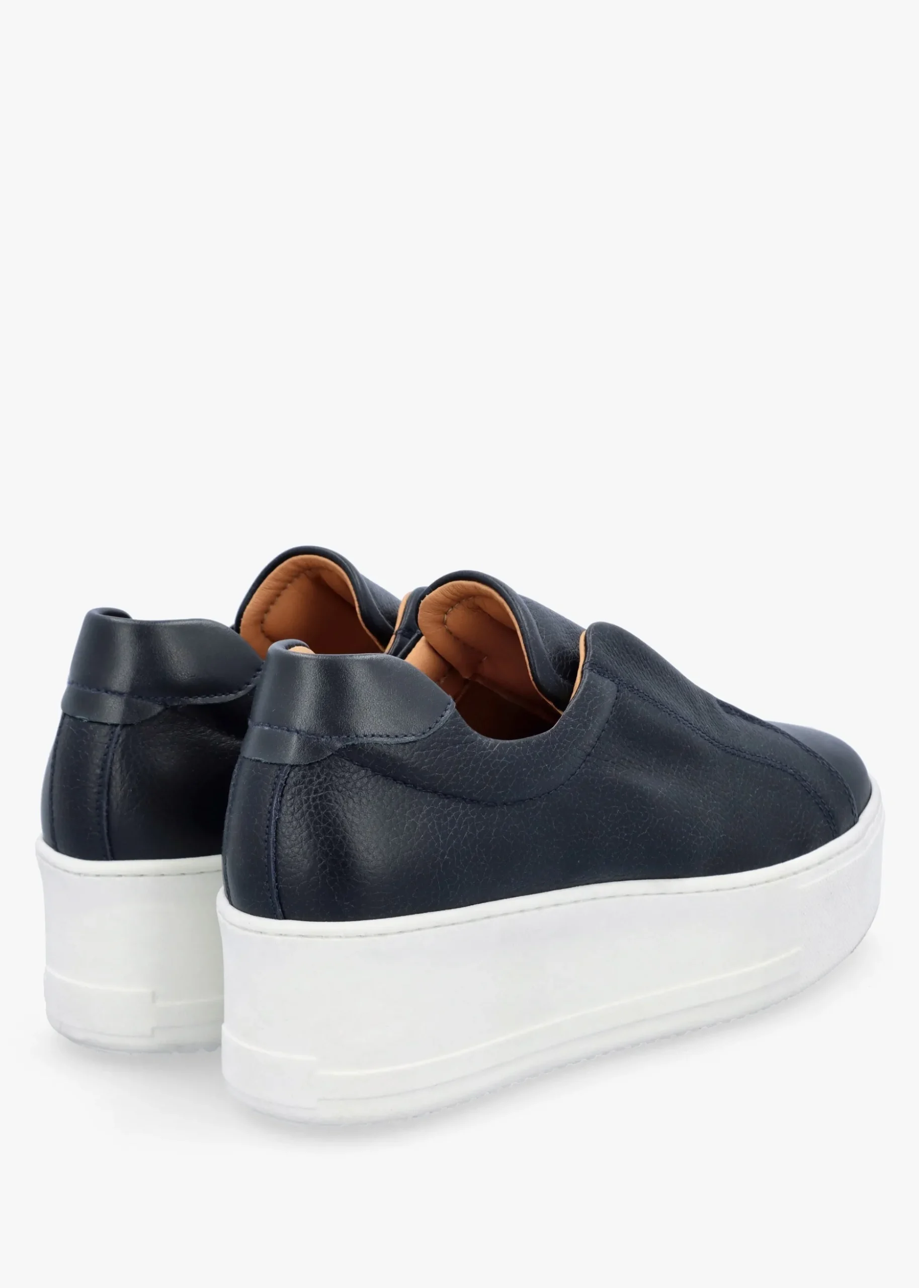 Tred Navy Leather Laceless Flatform Trainers