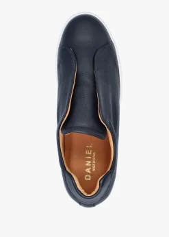 Tred Navy Leather Laceless Flatform Trainers