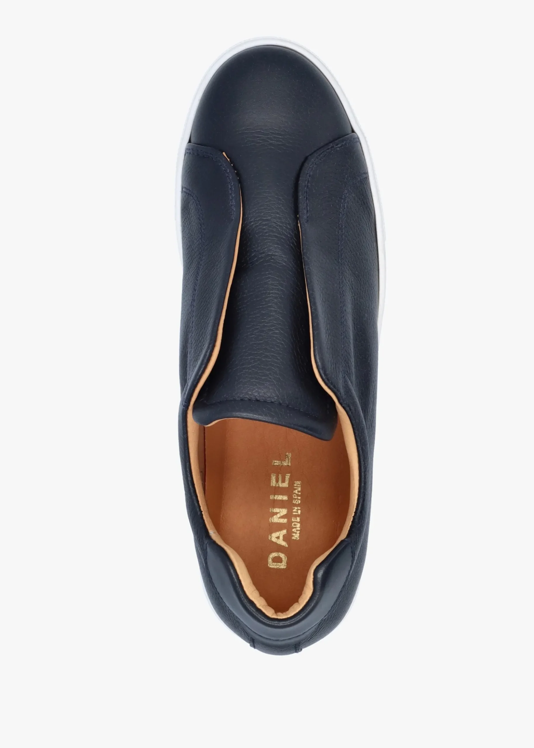 Tred Navy Leather Laceless Flatform Trainers