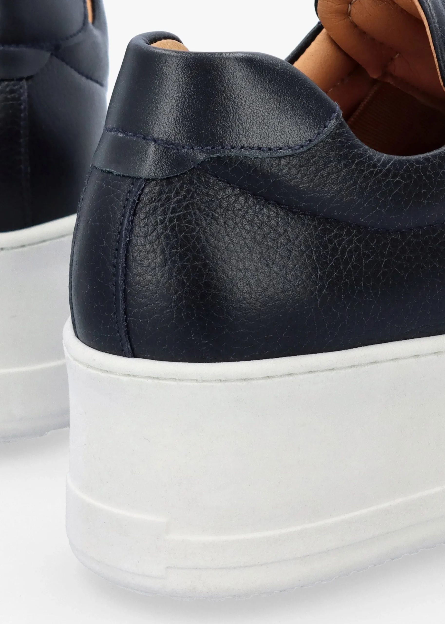 Tred Navy Leather Laceless Flatform Trainers