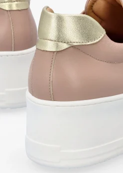 Tred Nude Pink Leather Laceless Flatform Trainers