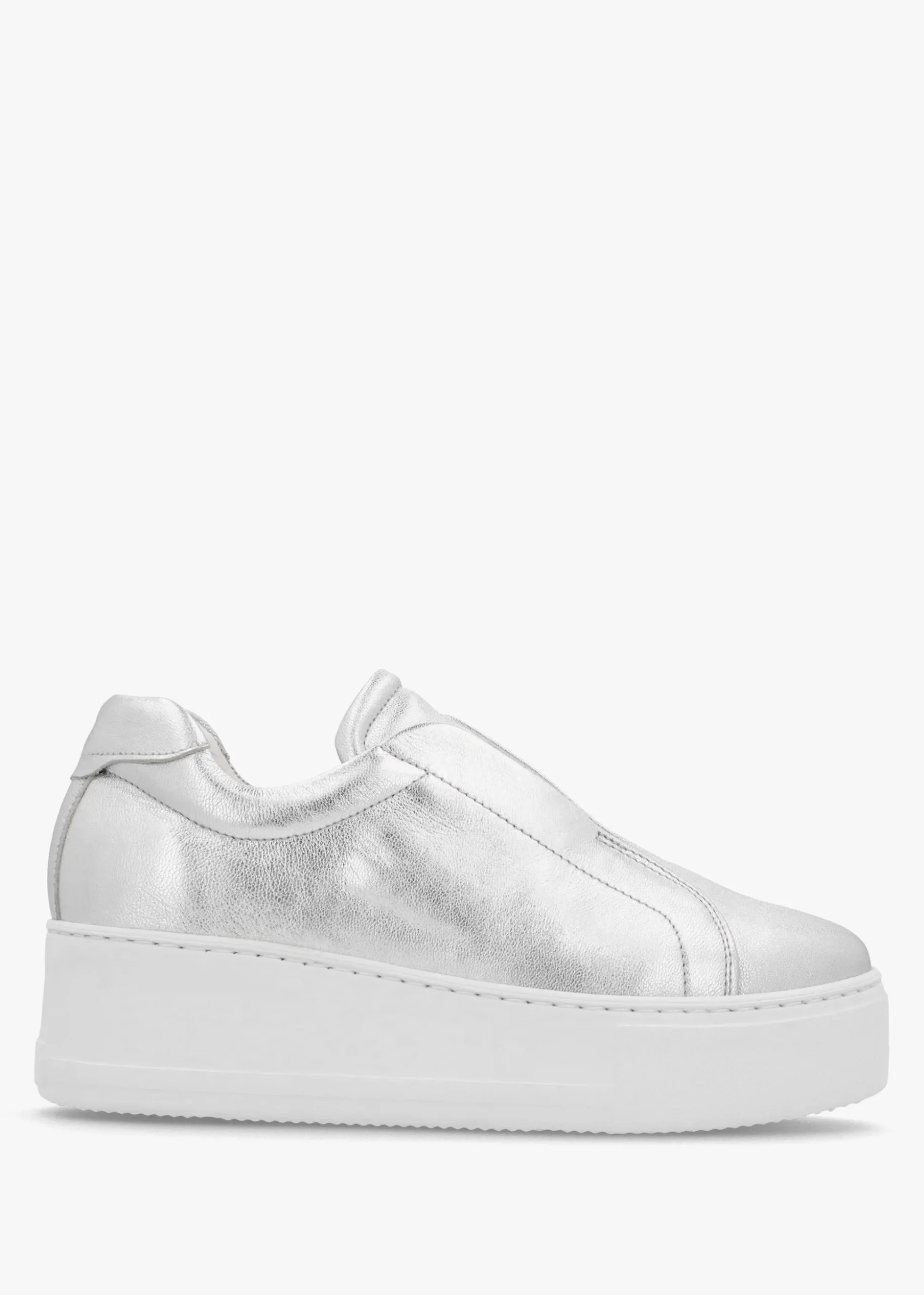 Tred Silver Leather Laceless Flatform Trainers