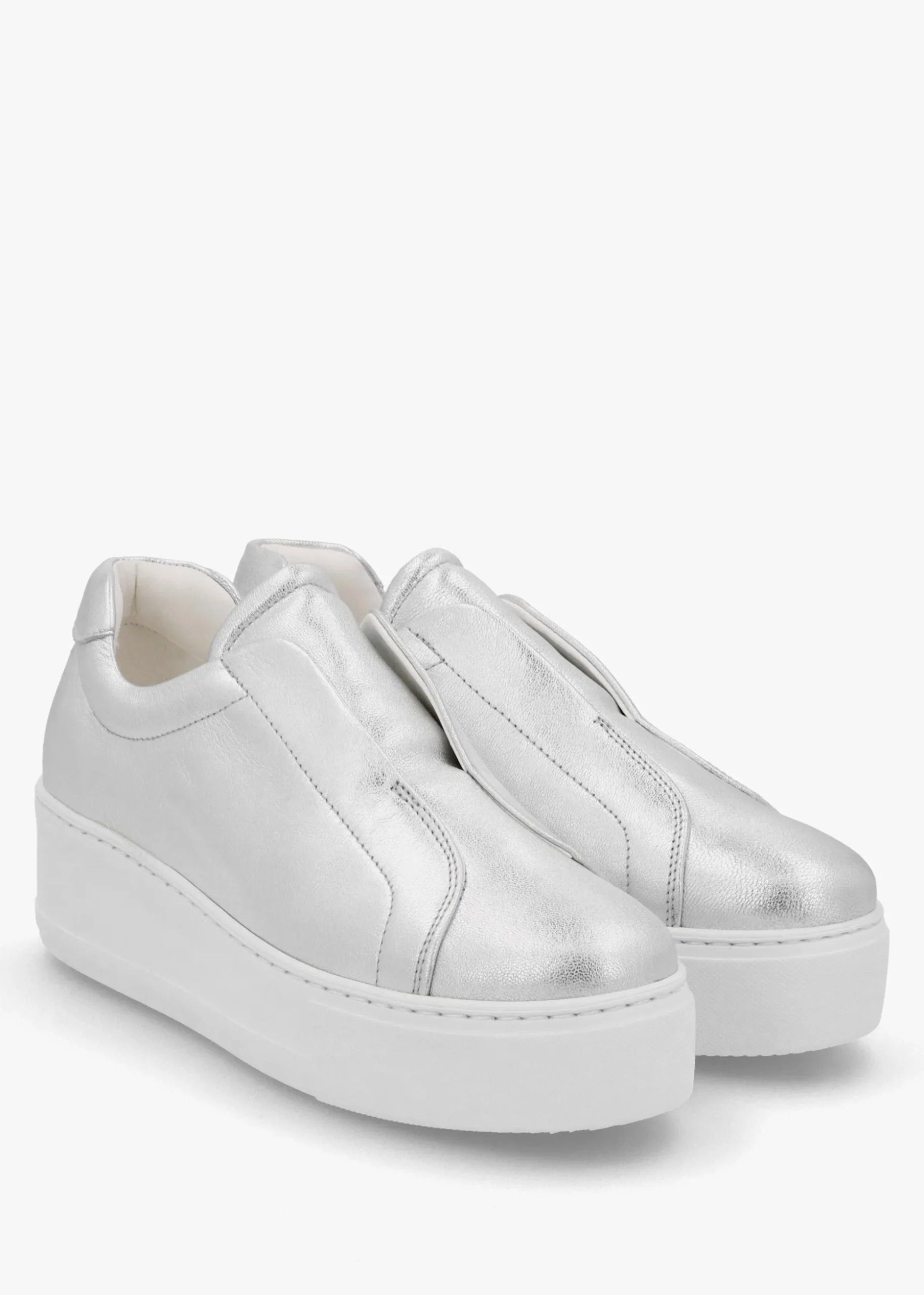 Tred Silver Leather Laceless Flatform Trainers