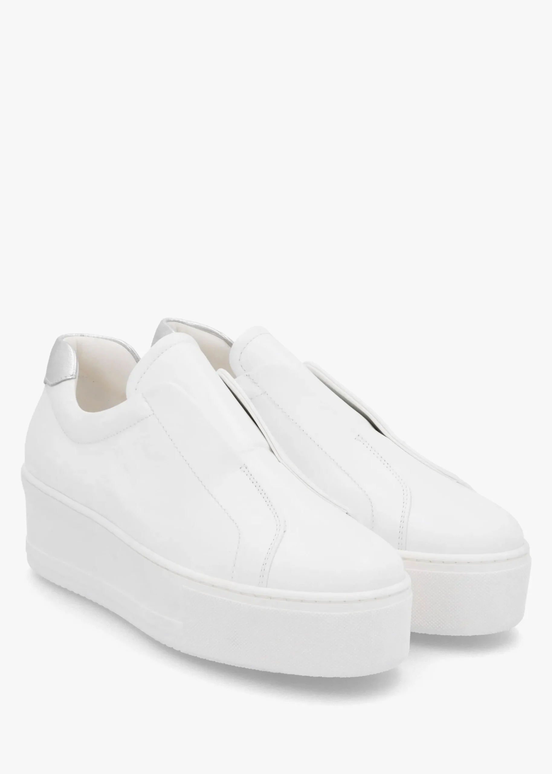 Tred White Leather Laceless Flatform Trainers