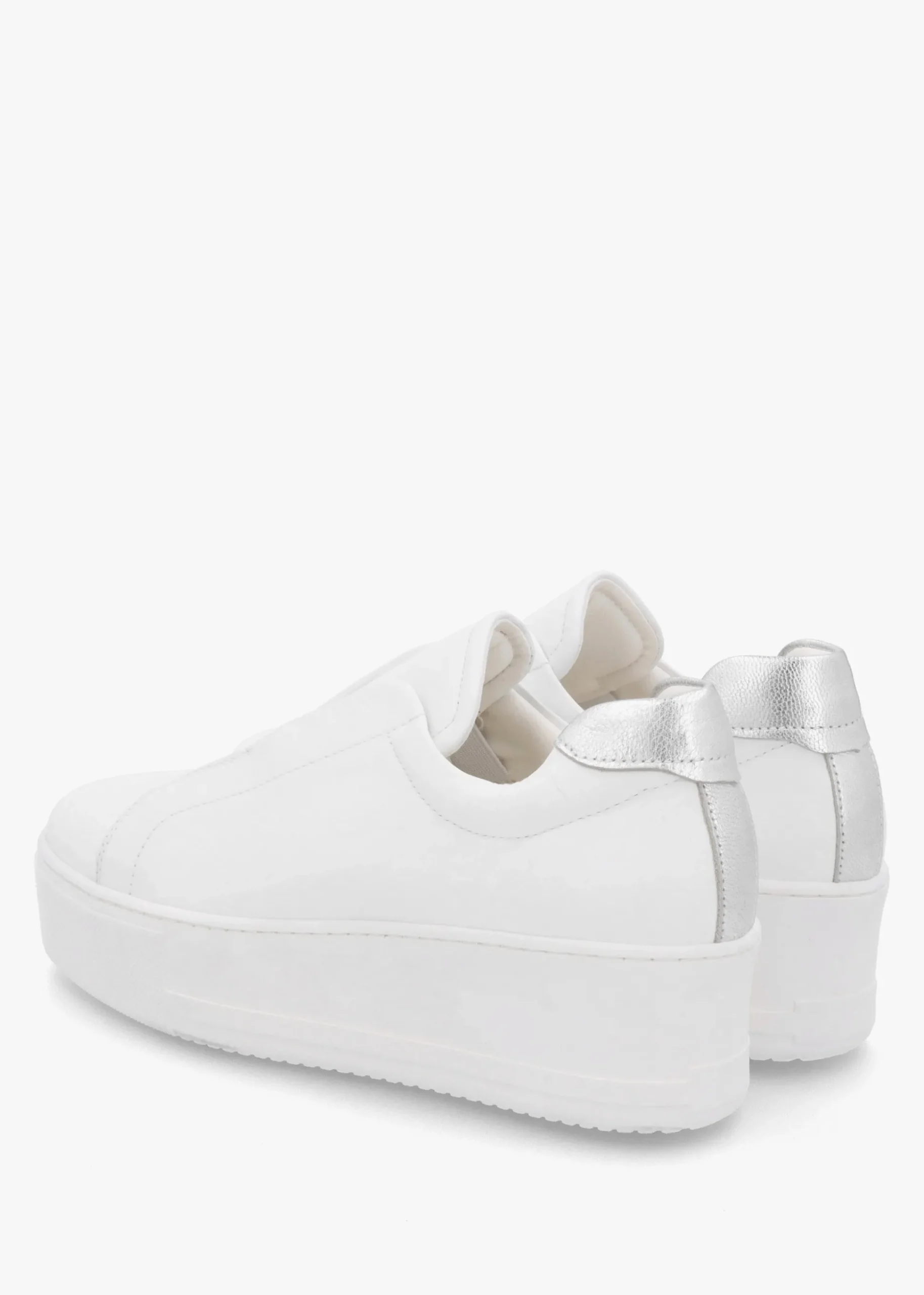 Tred White Leather Laceless Flatform Trainers