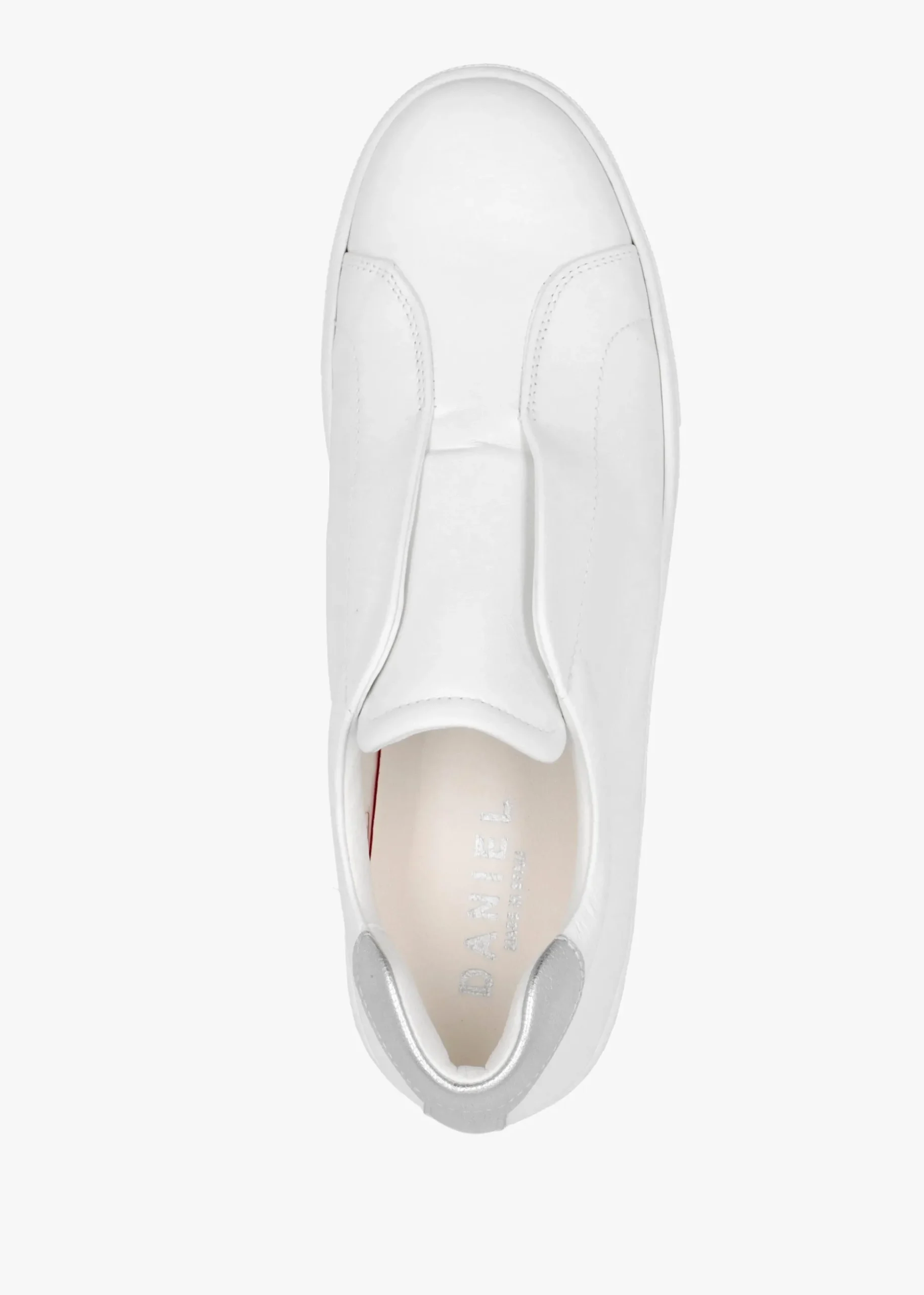 Tred White Leather Laceless Flatform Trainers