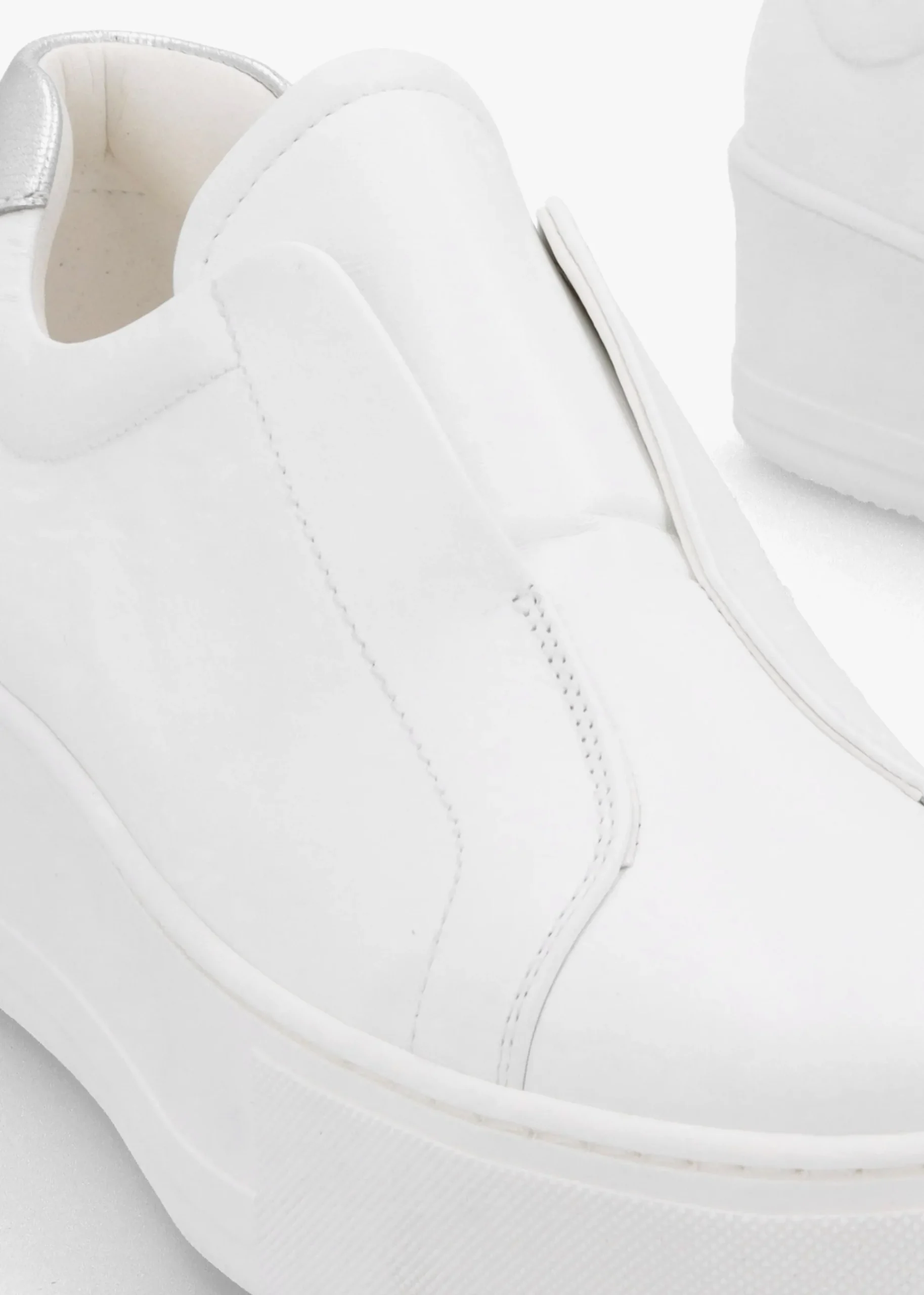 Tred White Leather Laceless Flatform Trainers