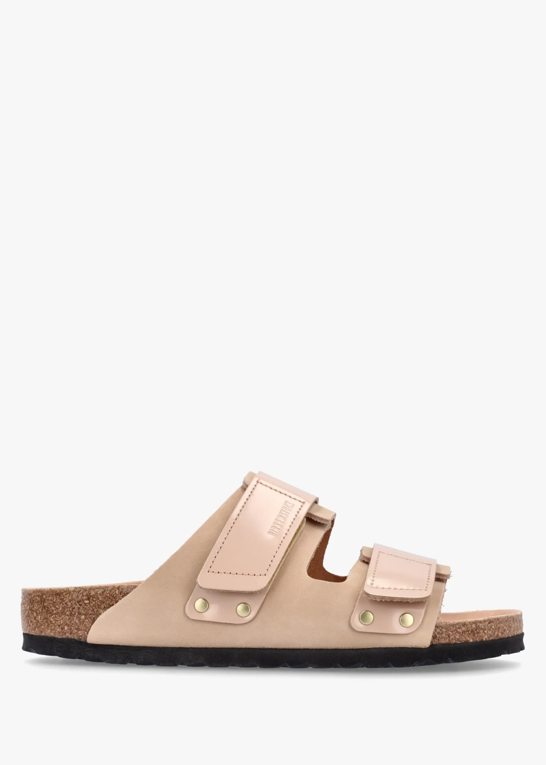 Uji New Beige Nubuck Leather Two Bar Mules