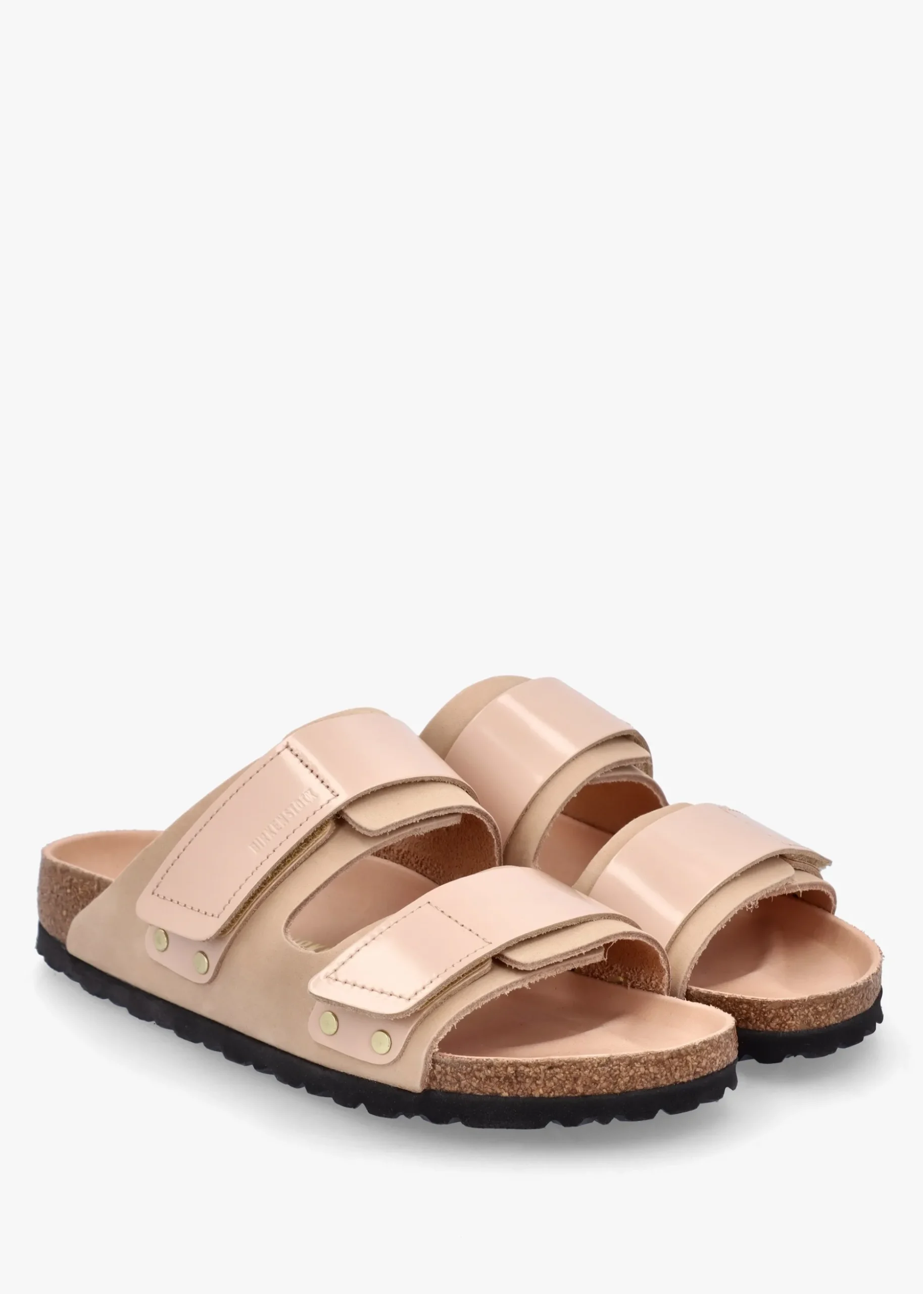 Uji New Beige Nubuck Leather Two Bar Mules
