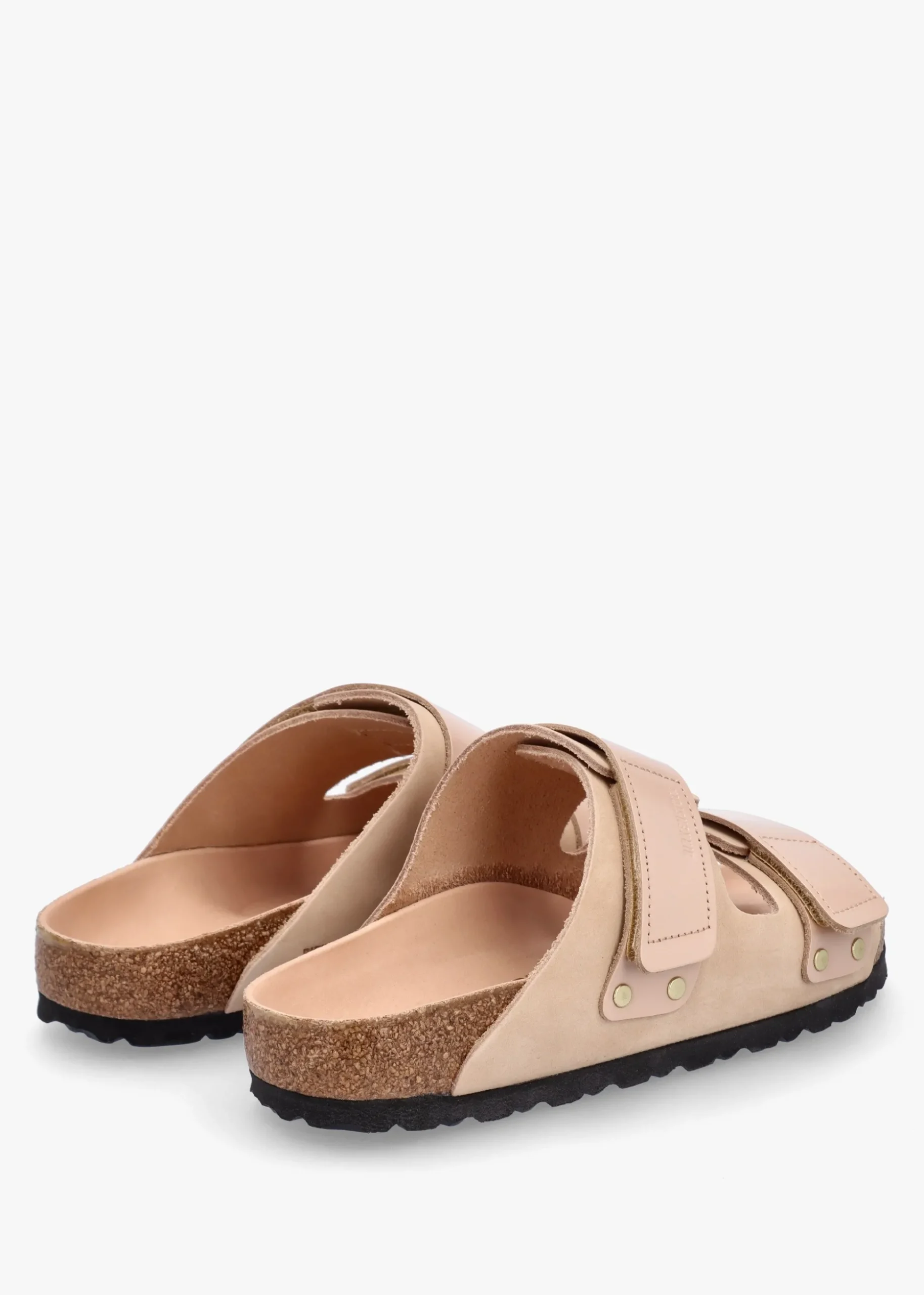 Uji New Beige Nubuck Leather Two Bar Mules