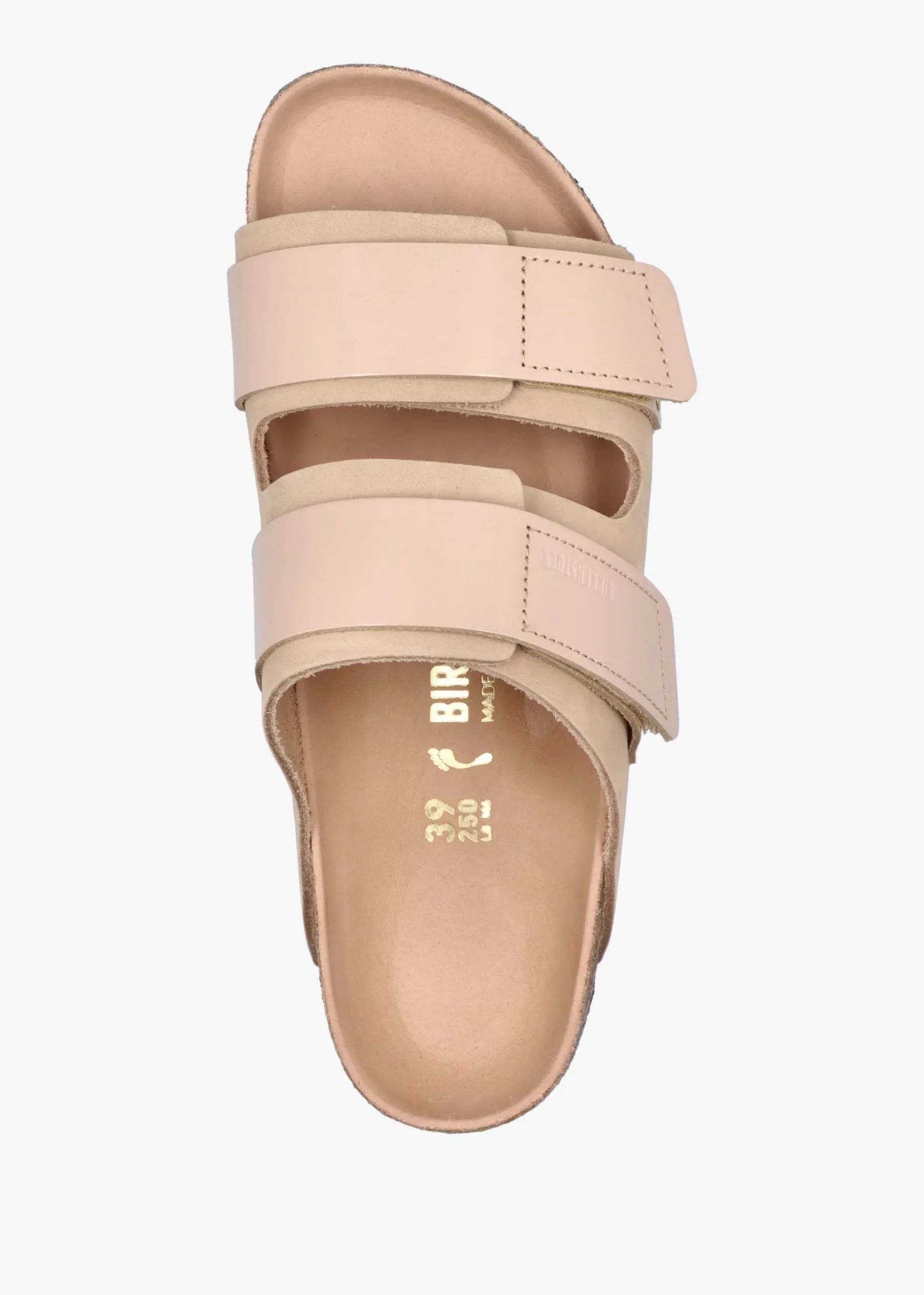 Uji New Beige Nubuck Leather Two Bar Mules