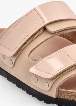Uji New Beige Nubuck Leather Two Bar Mules