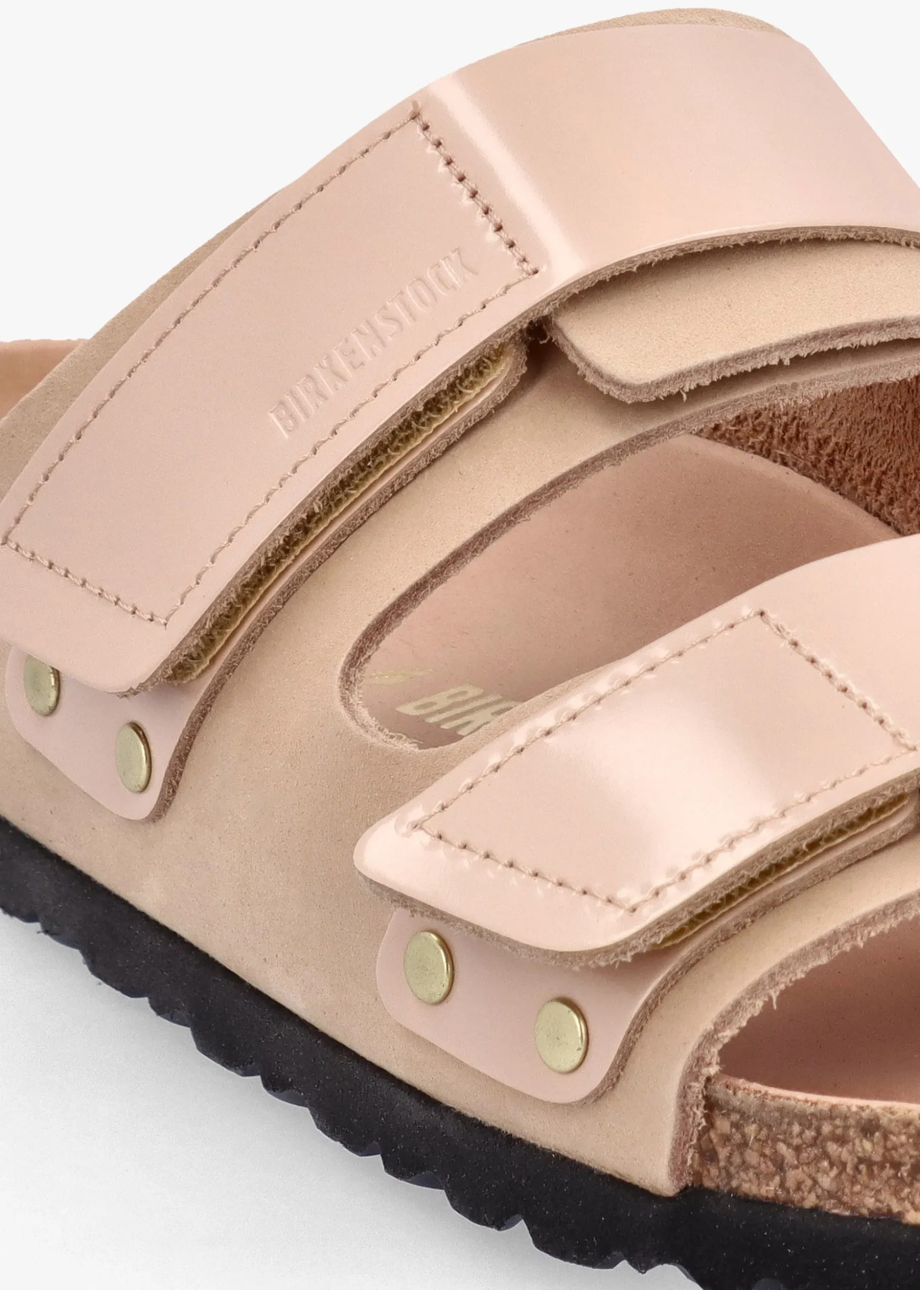 Uji New Beige Nubuck Leather Two Bar Mules
