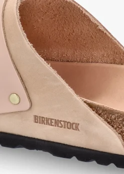 Uji New Beige Nubuck Leather Two Bar Mules