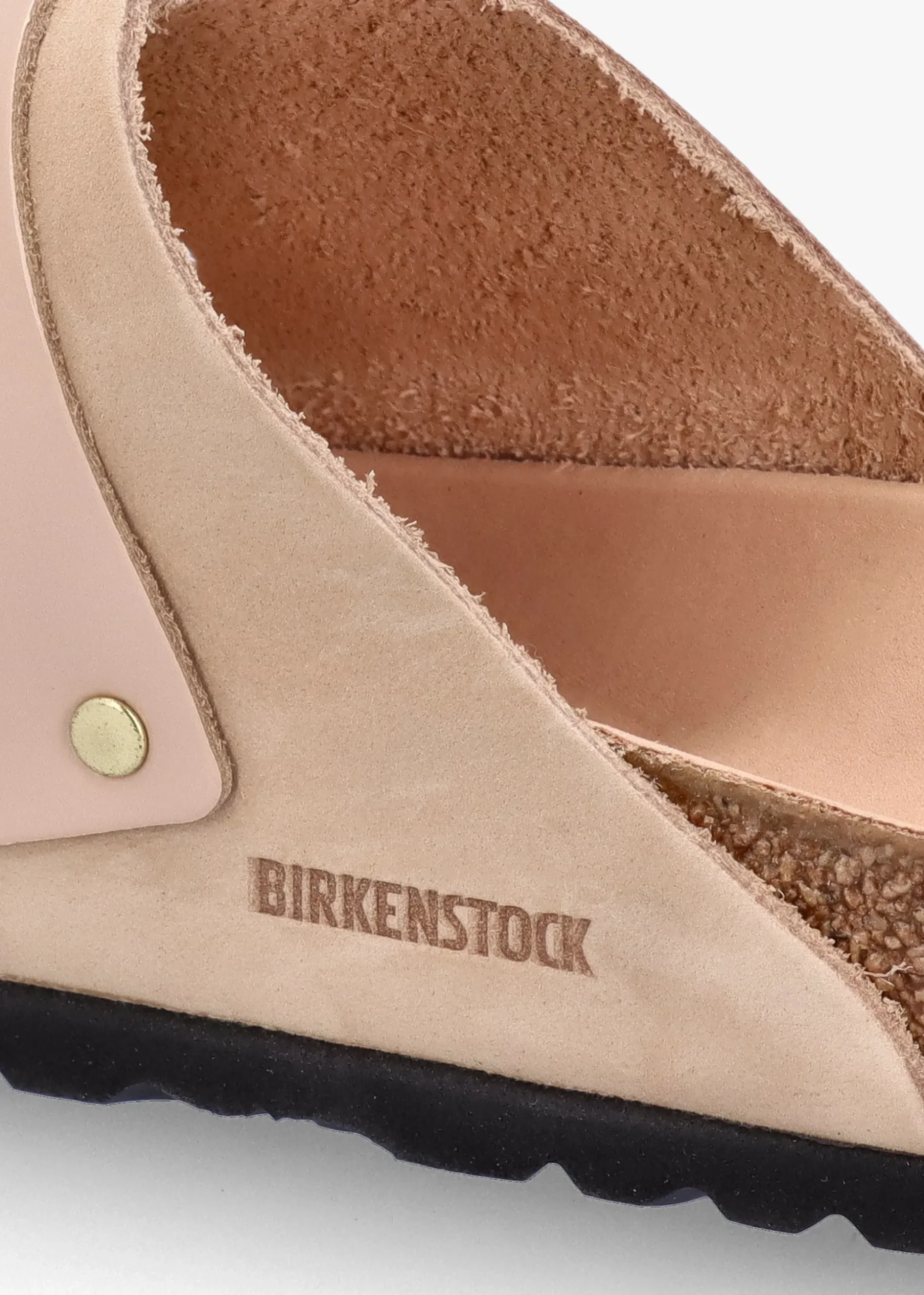 Uji New Beige Nubuck Leather Two Bar Mules