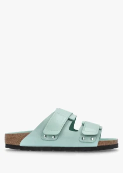 Uji Surf Green Nubuck Leather Two Bar Mules