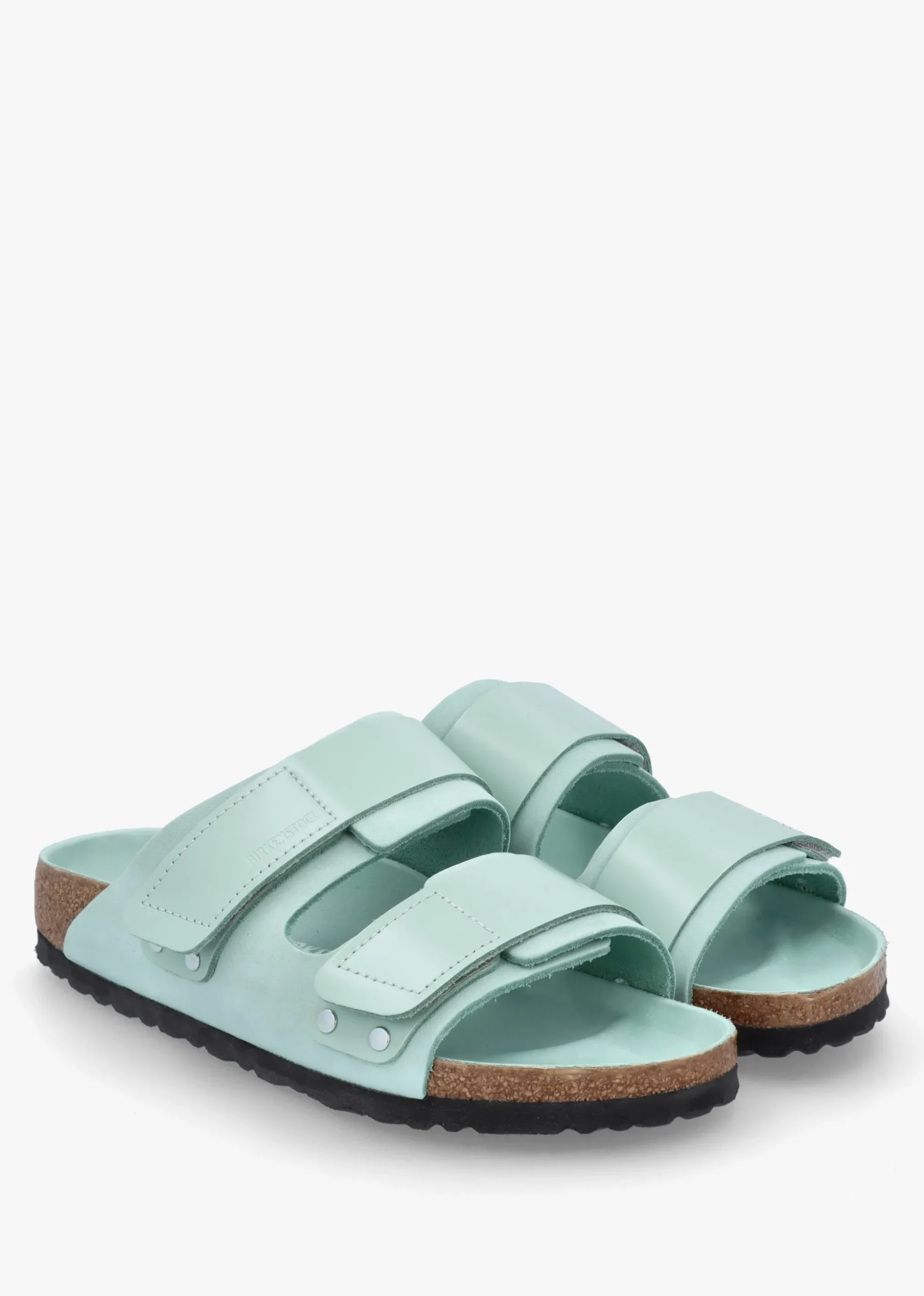 Uji Surf Green Nubuck Leather Two Bar Mules