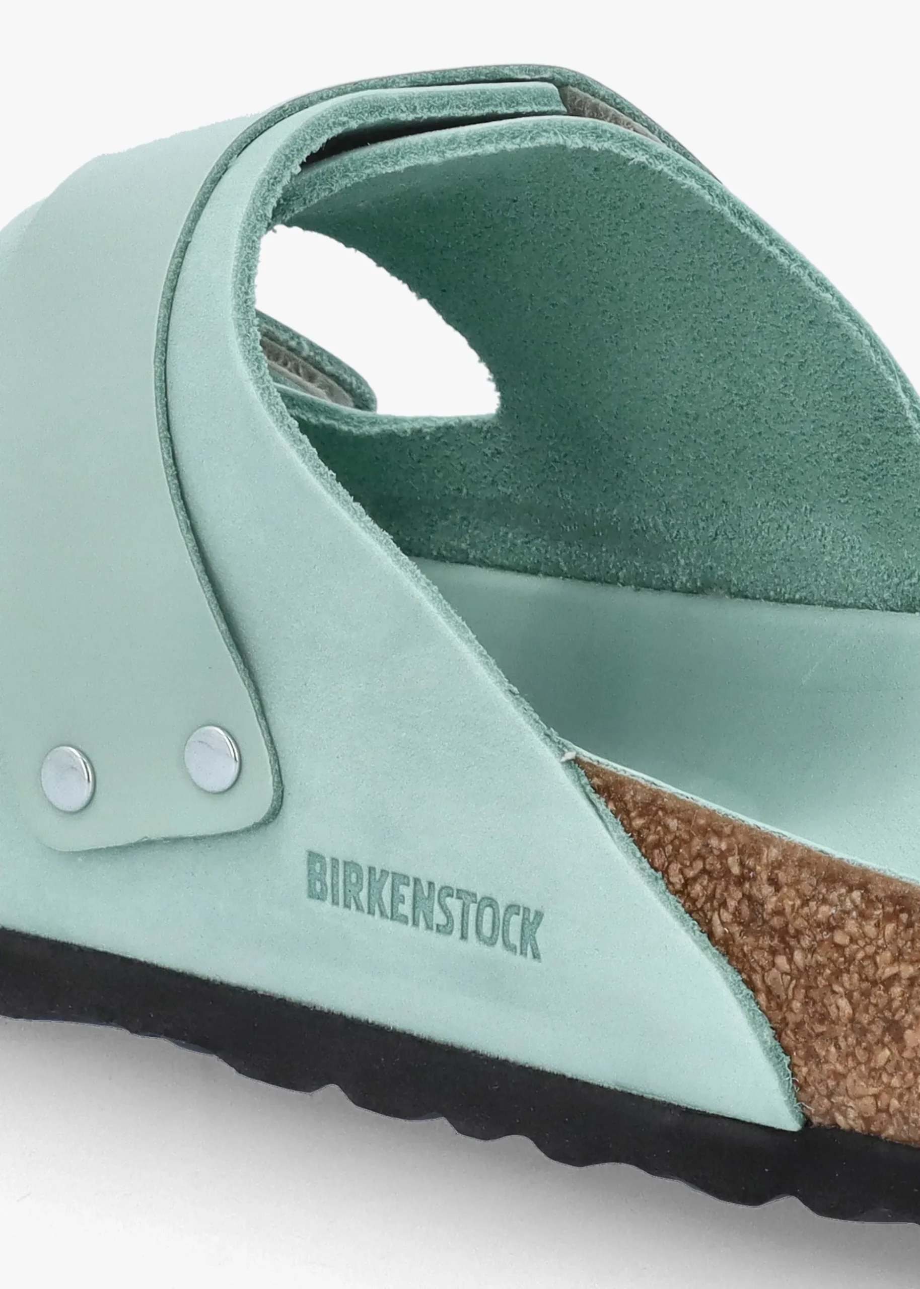Uji Surf Green Nubuck Leather Two Bar Mules
