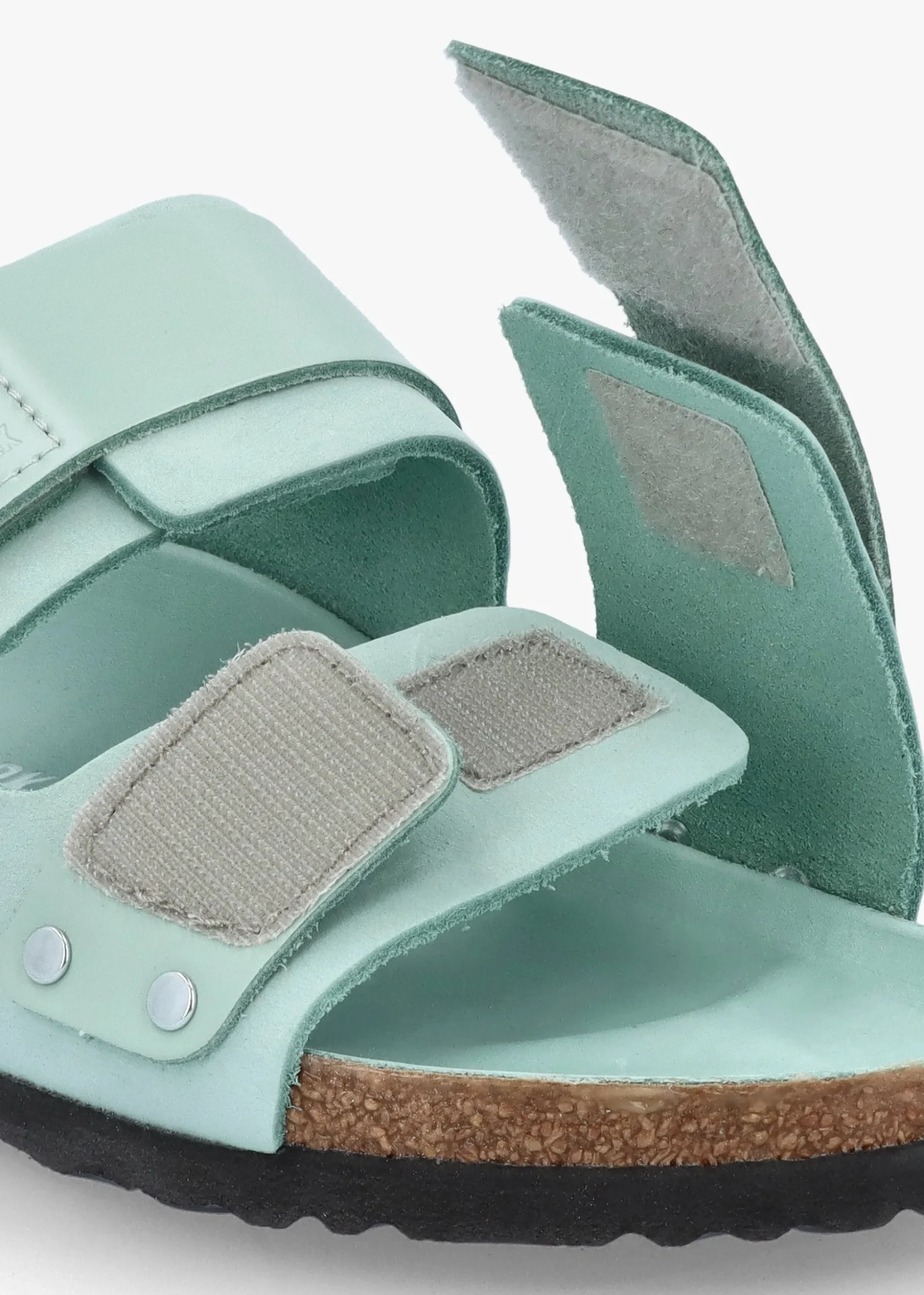 Uji Surf Green Nubuck Leather Two Bar Mules