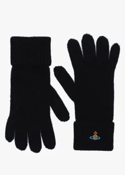 Unisex Sporty Black Wool Gloves