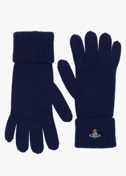 Unisex Sporty Navy Blue Wool Gloves