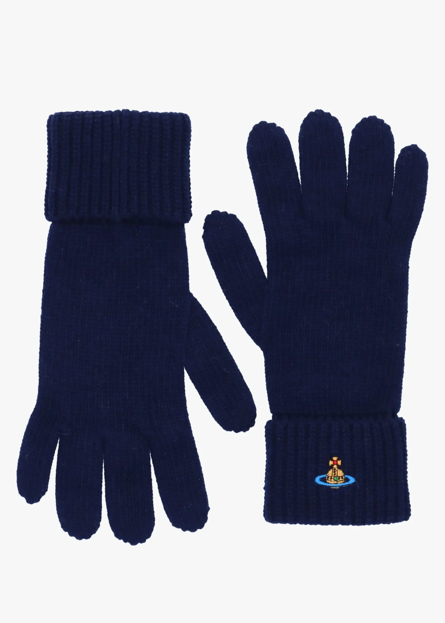 Unisex Sporty Navy Blue Wool Gloves