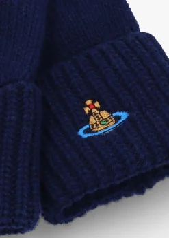 Unisex Sporty Navy Blue Wool Gloves