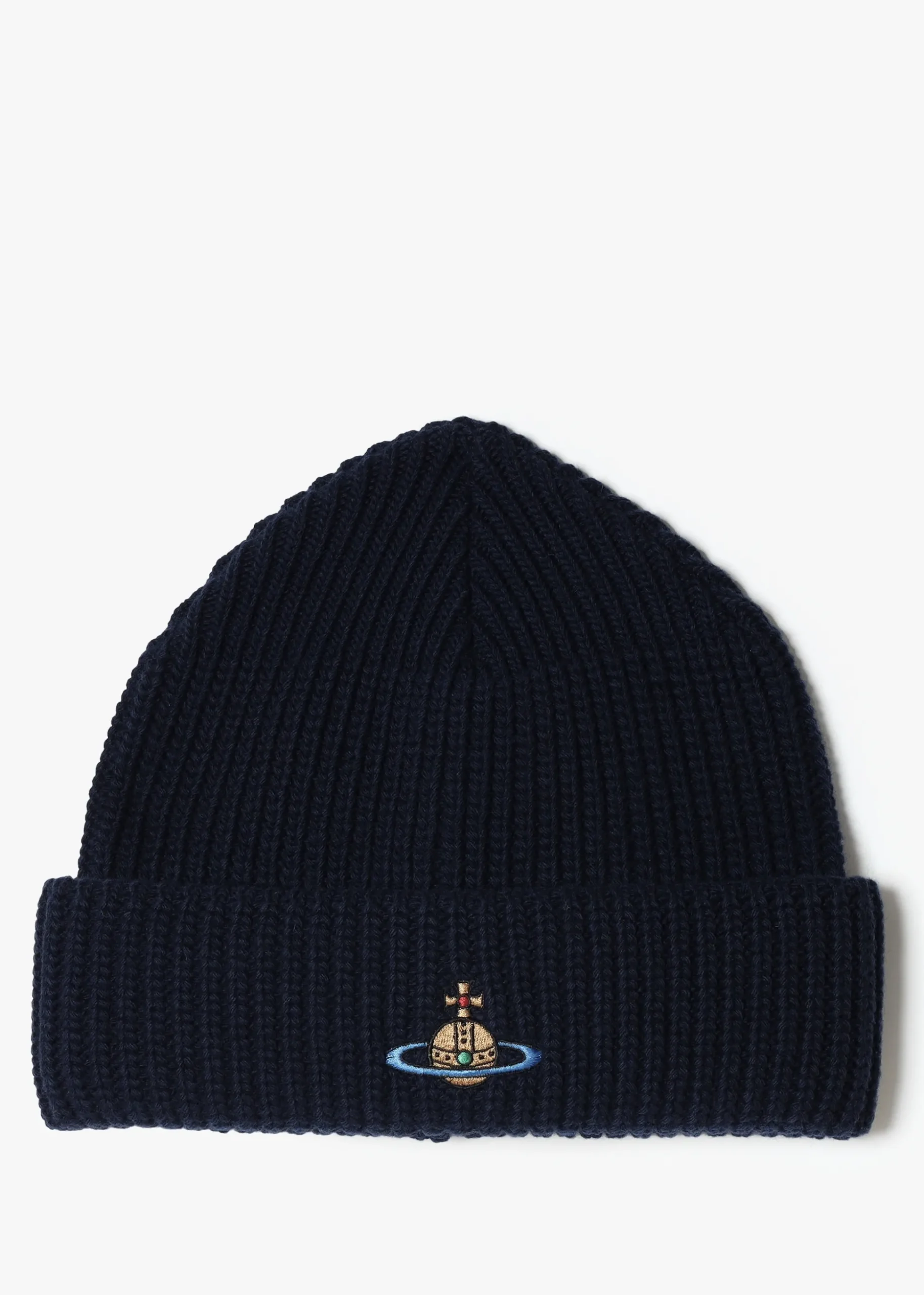 Unisex Sporty Recycled Wool Navy Blue Orb Beanie Hat
