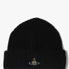 Unisex Sporty Recycled Wool Black Orb Beanie Hat