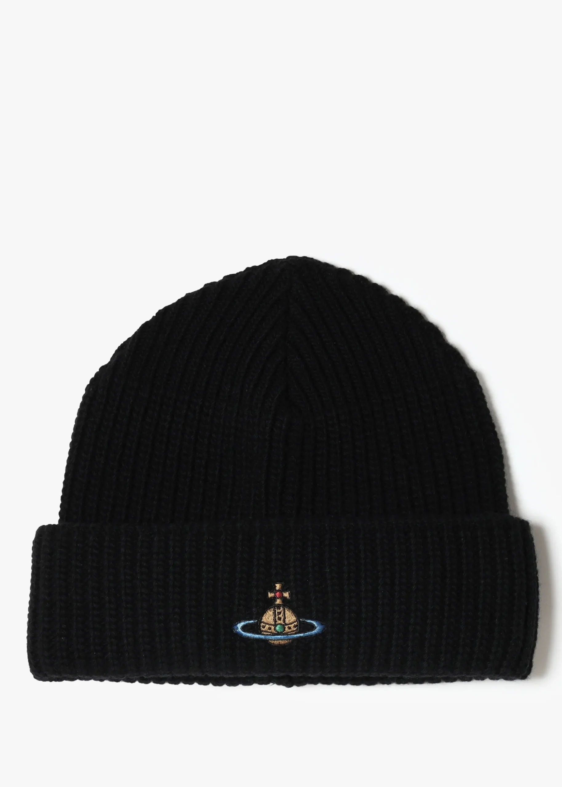 Unisex Sporty Recycled Wool Black Orb Beanie Hat
