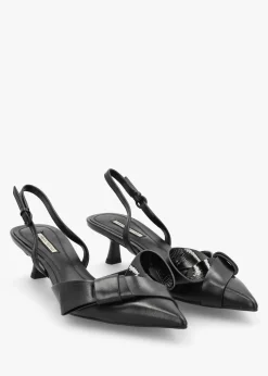 Urbie Black Kitten Heel Sling Backs