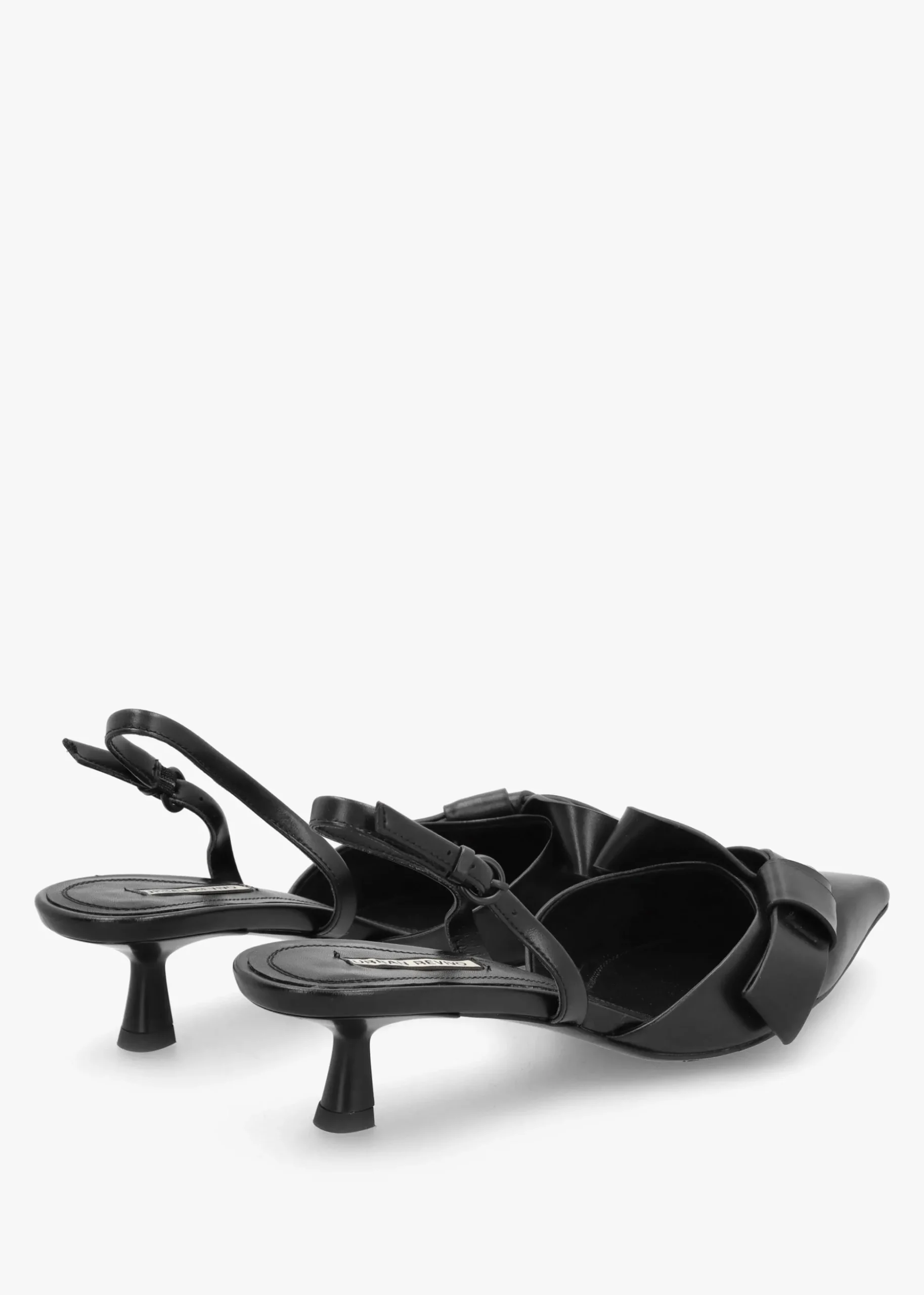Urbie Black Kitten Heel Sling Backs