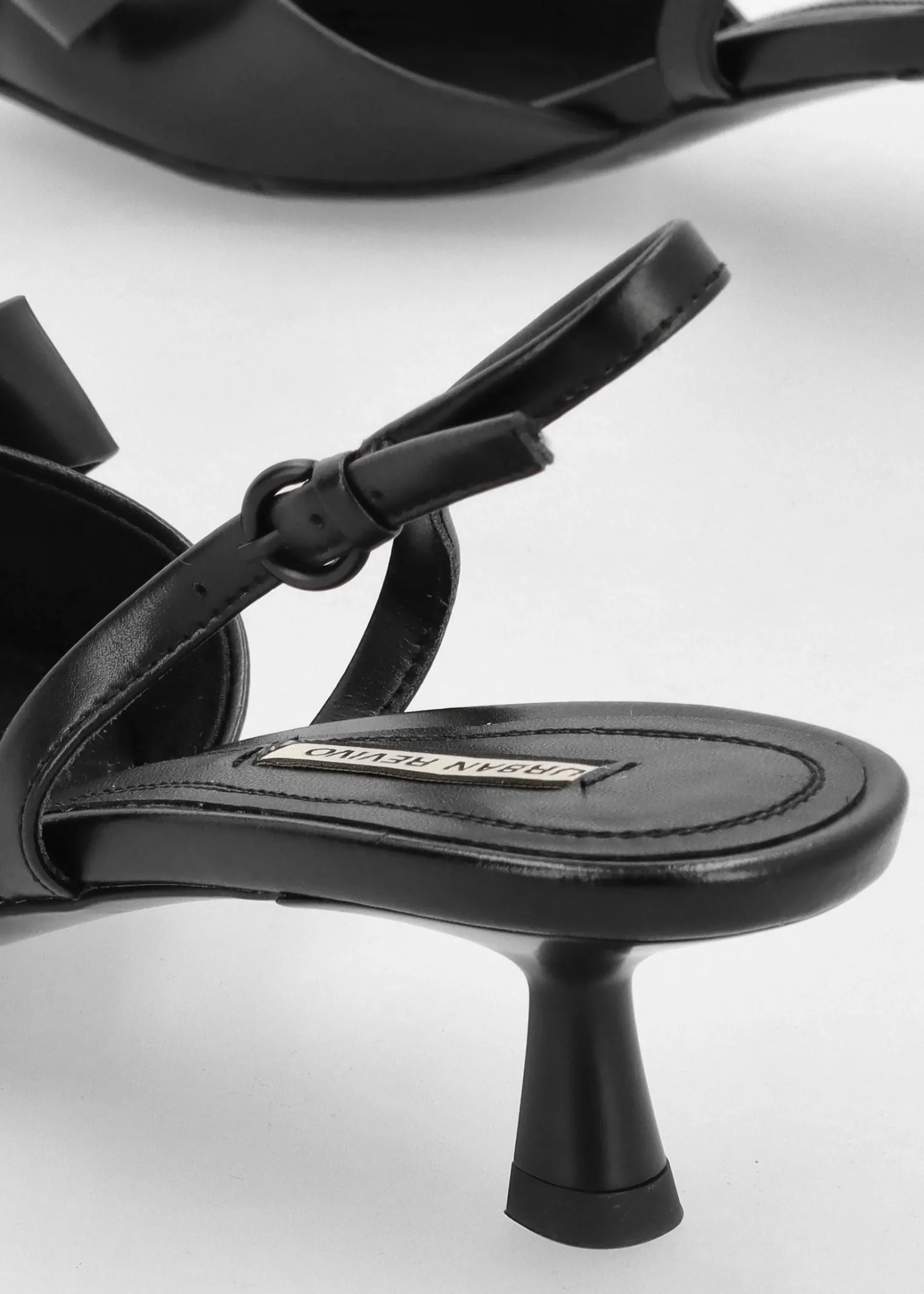 Urbie Black Kitten Heel Sling Backs