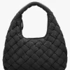 Veave Black Leather Woven Shoulder Bag