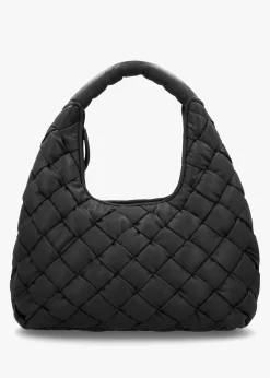 Veave Black Leather Woven Shoulder Bag