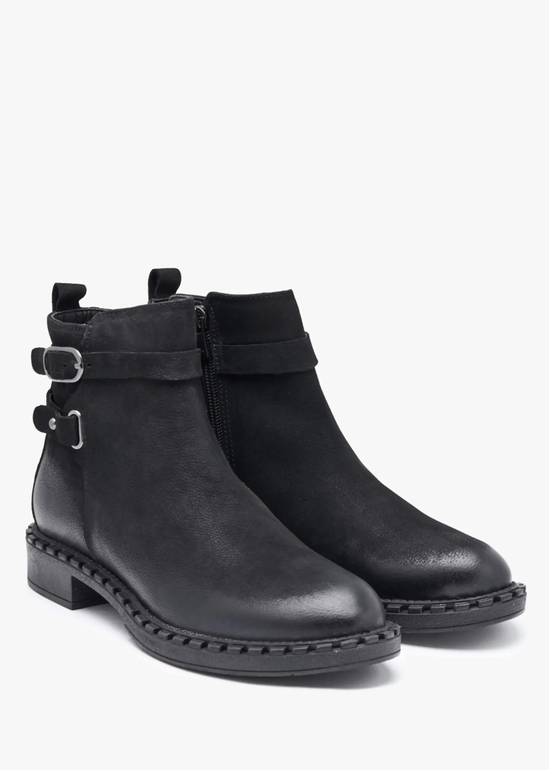 Venus Black Leather Ankle Boots
