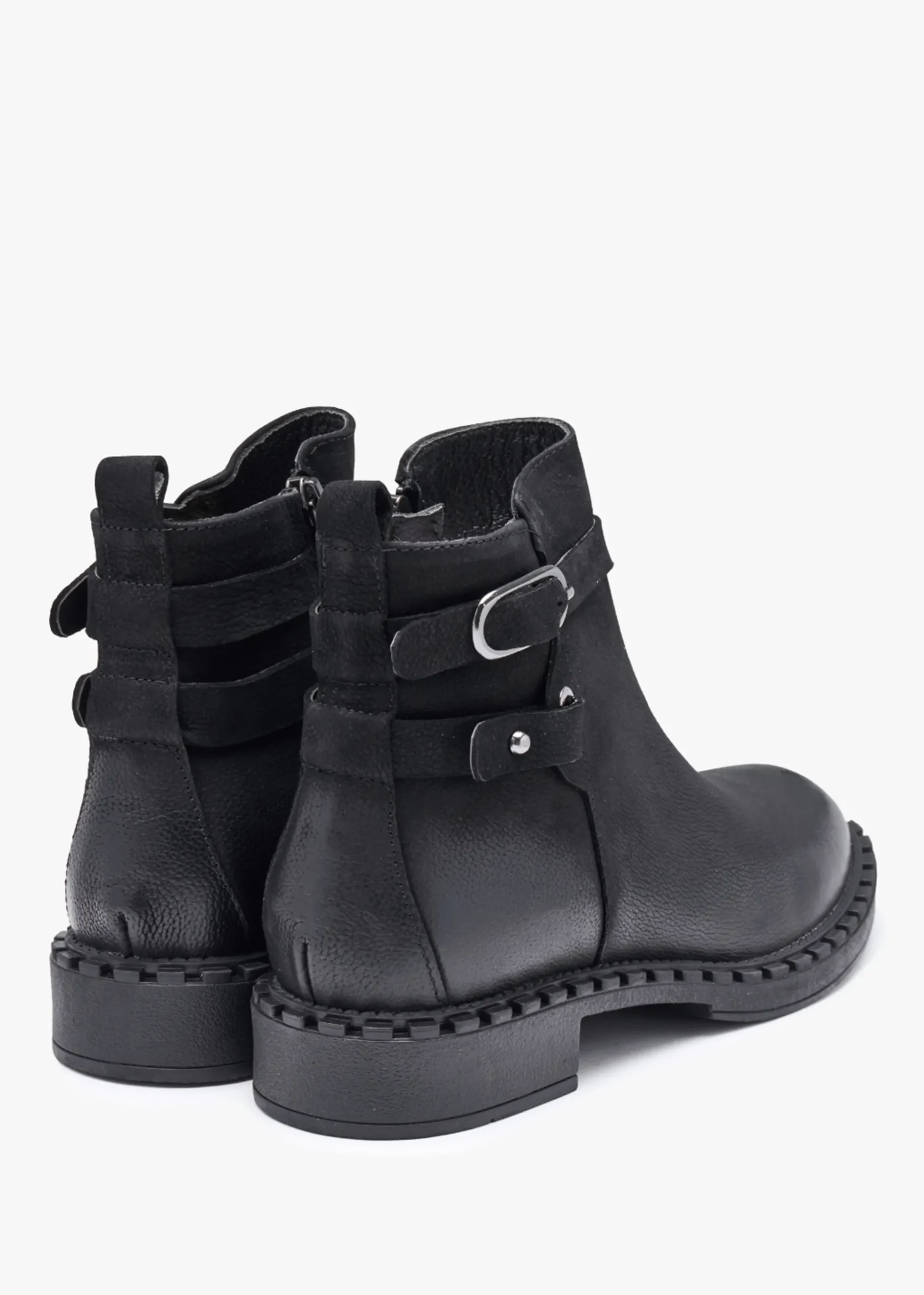 Venus Black Leather Ankle Boots