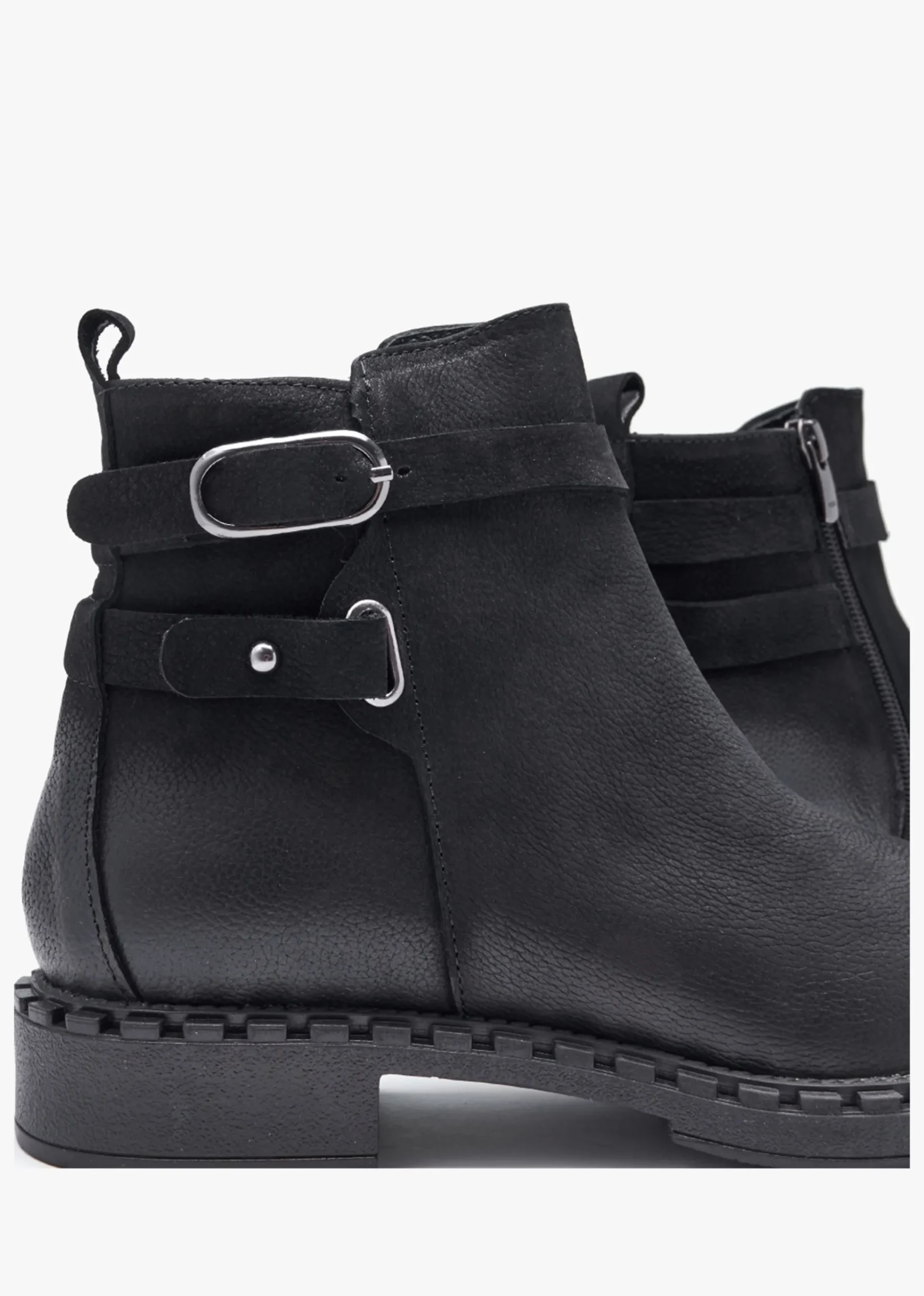 Venus Black Leather Ankle Boots