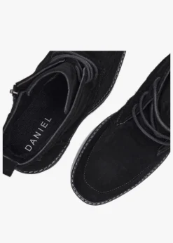 Vesta Black Suede Lace Up Block Heel Ankle Boots