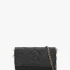 Viffie Black Leather Woven Cross-Body Bag
