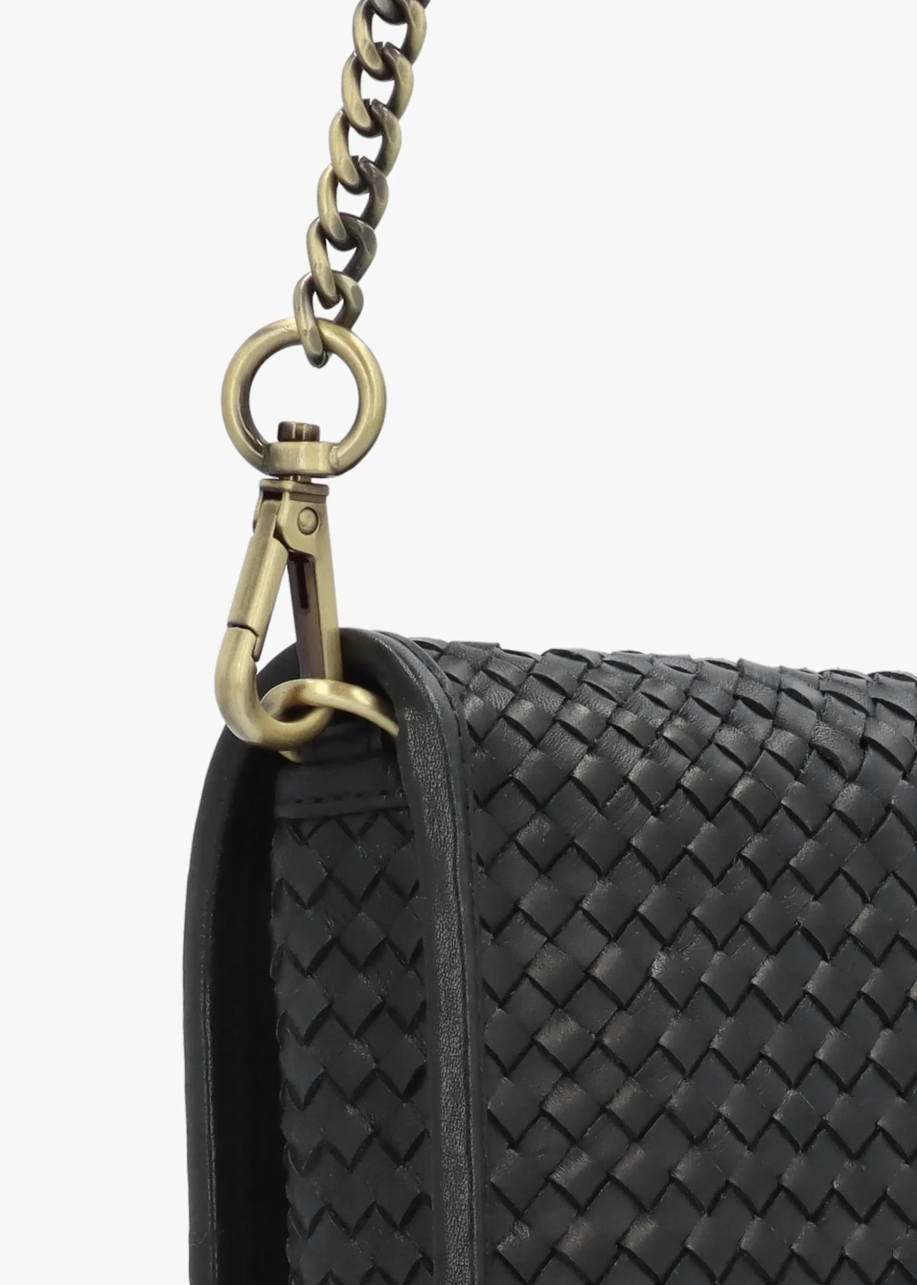 Viffie Black Leather Woven Cross-Body Bag