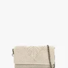 Viffie Cream Leather Woven Cross-Body Bag