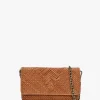 Viffie Tan Leather Woven Cross-Body Bag